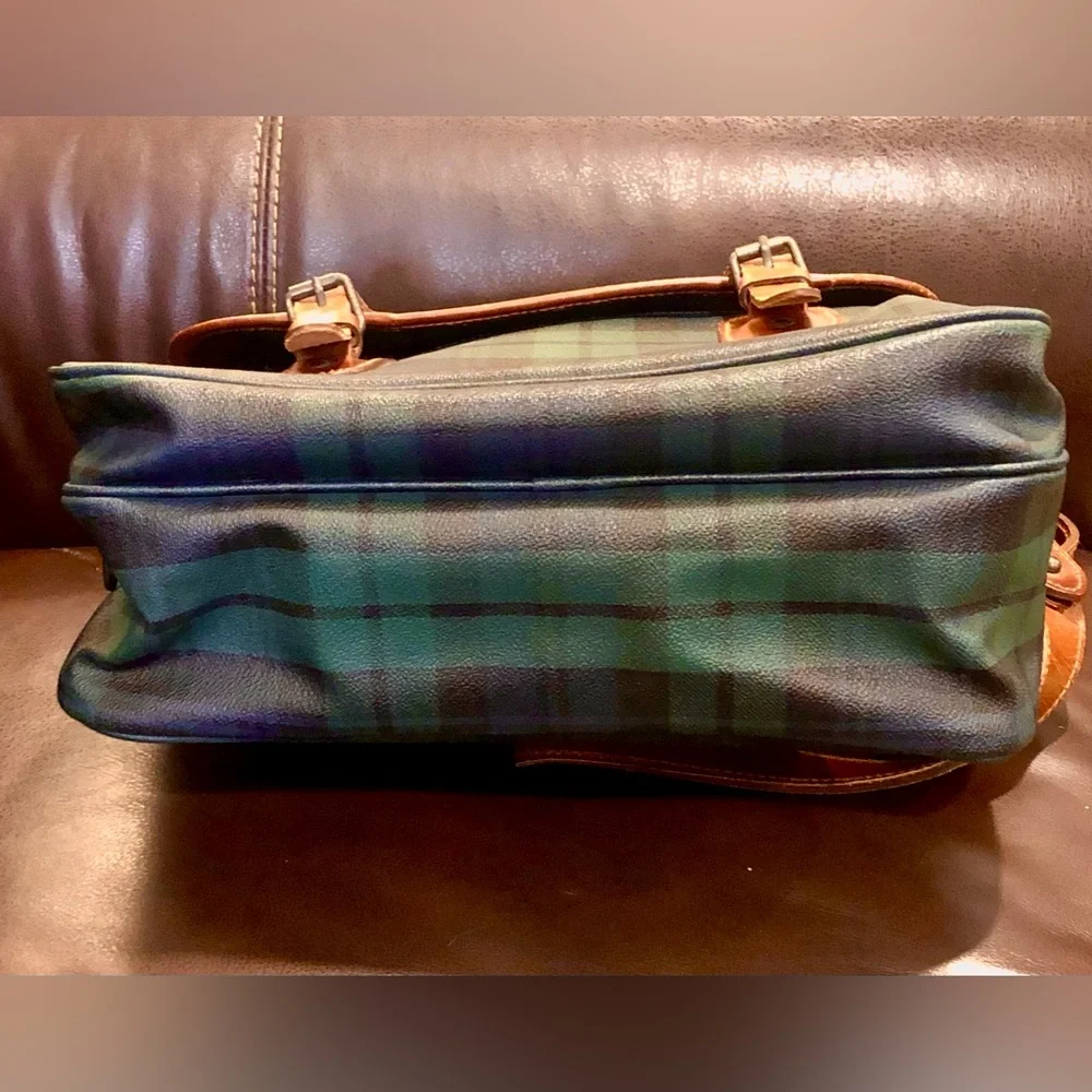 RALPH LAUREN Black Watch Plaid Crossbody Computer Laptop Messenger Bag 1980-90